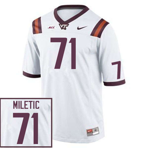 Men #71 Danijel Miletic Virginia Tech Hokies College Football Jerseys Sale-White